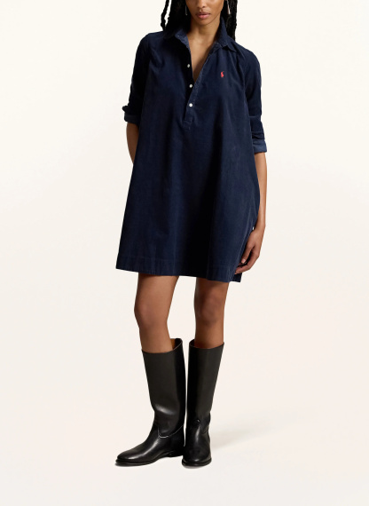 POLO RALPH LAUREN Hemdblusenkleid aus Cord – DUNKELBLAU