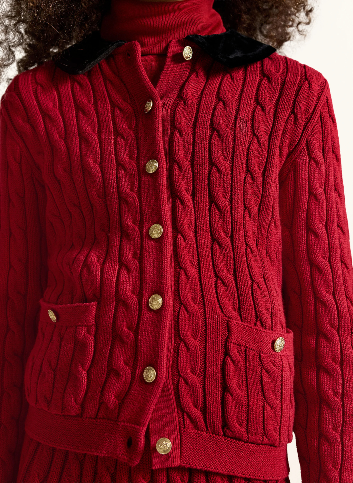 POLO RALPH LAUREN Strickjacke – ROT / SCHWARZ