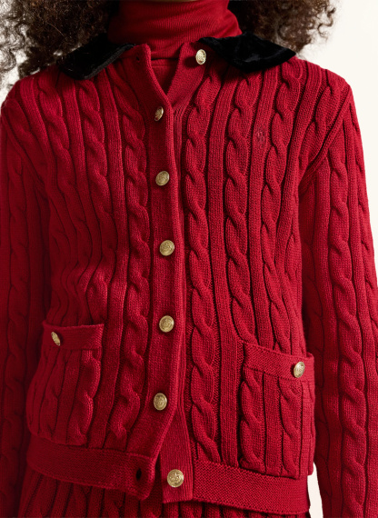POLO RALPH LAUREN Strickjacke – ROT / SCHWARZ