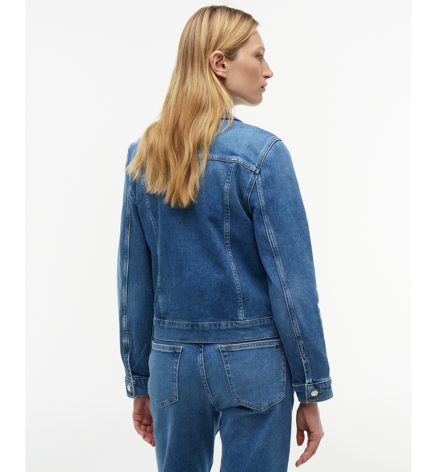 Tommy Hilfiger Women's Slim-Fit Collared Denim Jacket - Nos Mid Blue
