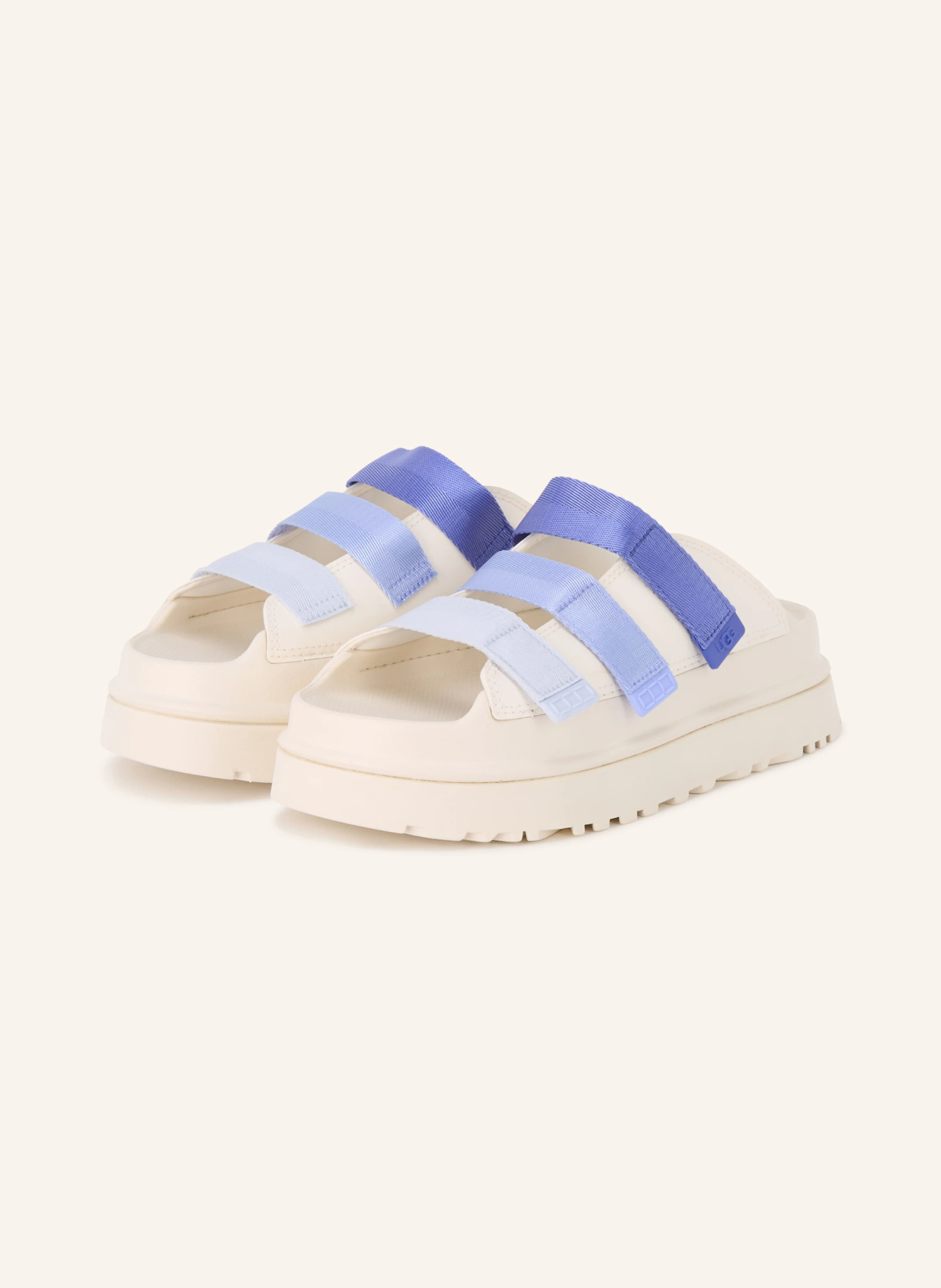 UGG Plateau-Pantoletten GOLDENGLOW – HELLBLAU / BLAU / WEISS
