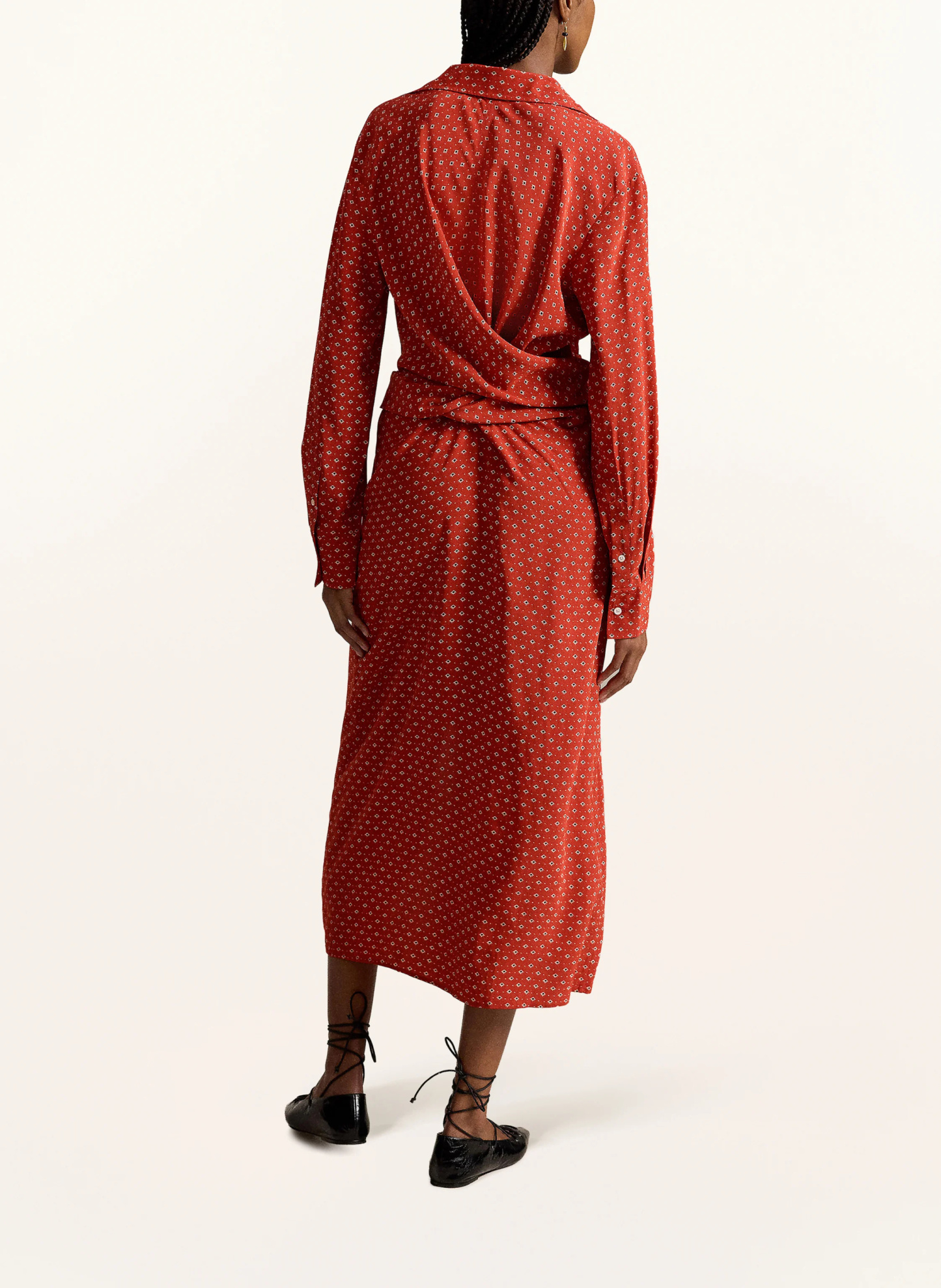 POLO RALPH LAUREN Hemdblusenkleid in Wickeloptik – ROT / ECRU / SCHWARZ