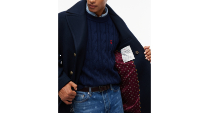 Tommy Hilfiger Men's American Icons Classic Patchwork-Lined Wool Peacoat, Macy’s Exclusive - Dark Blue