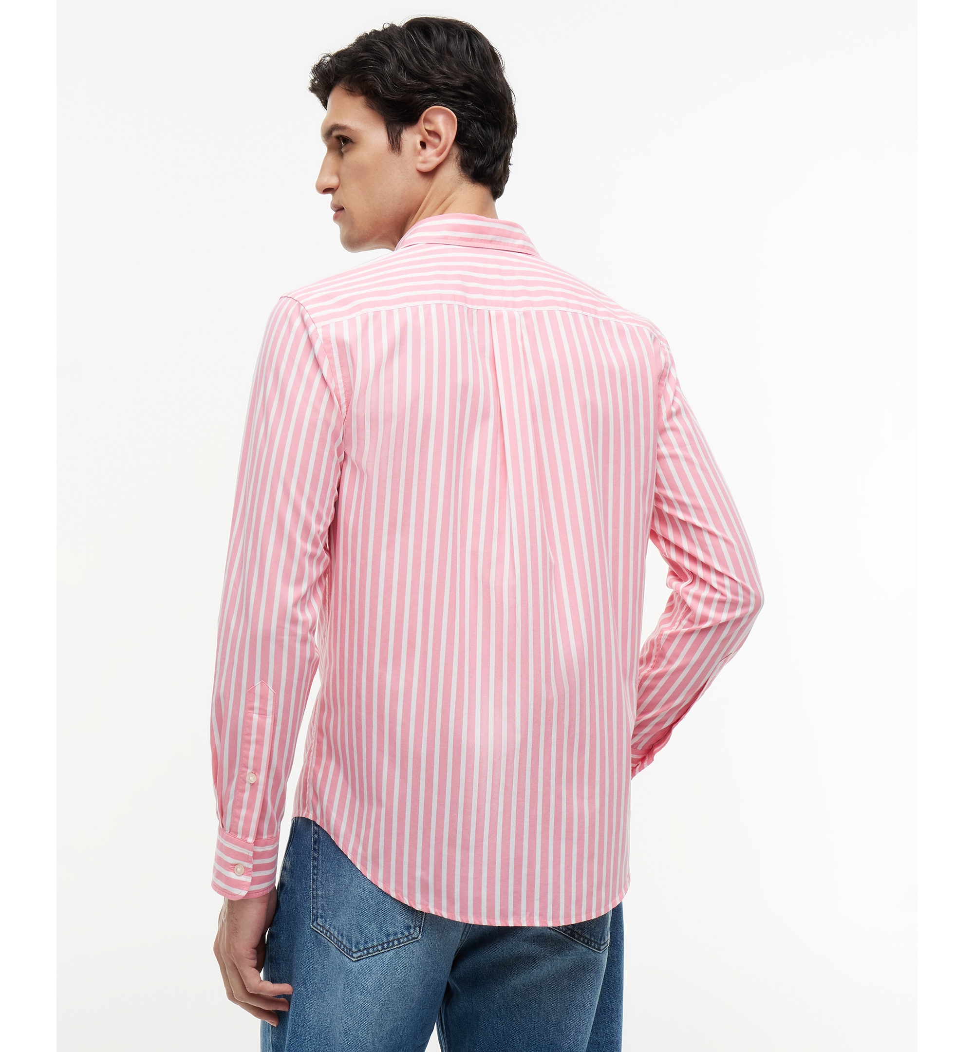 Tommy Hilfiger Regular-Fit Men's Flex Poplin Stripe Shirt - Pink / Stripe