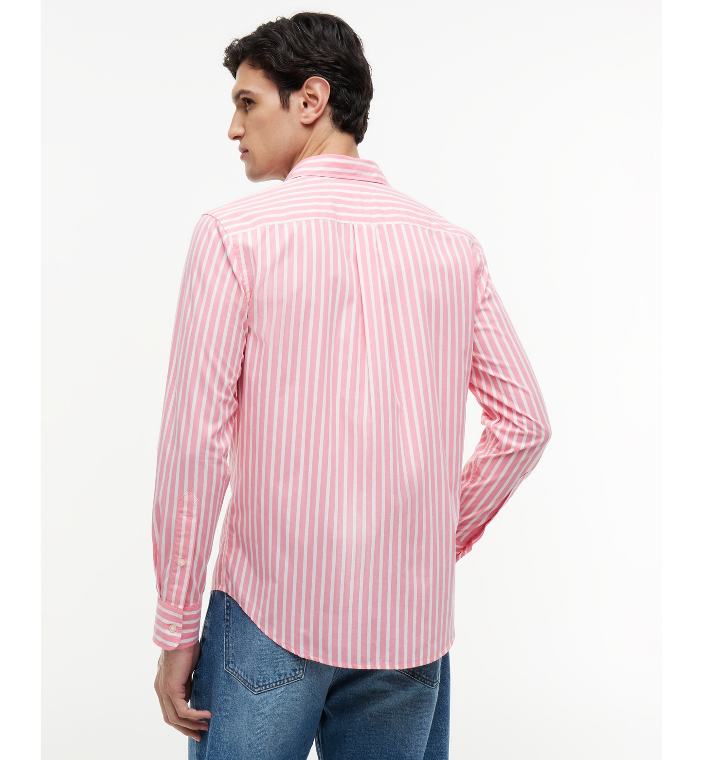 Tommy Hilfiger Regular-Fit Men's Flex Poplin Stripe Shirt - Pink / Stripe