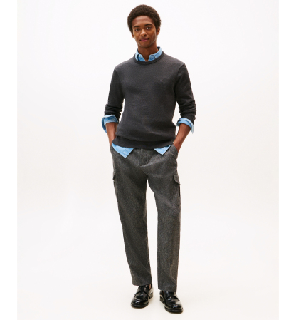 Tommy Hilfiger Men's Essential Cotton Crewneck Sweater - Dark Gray Heather