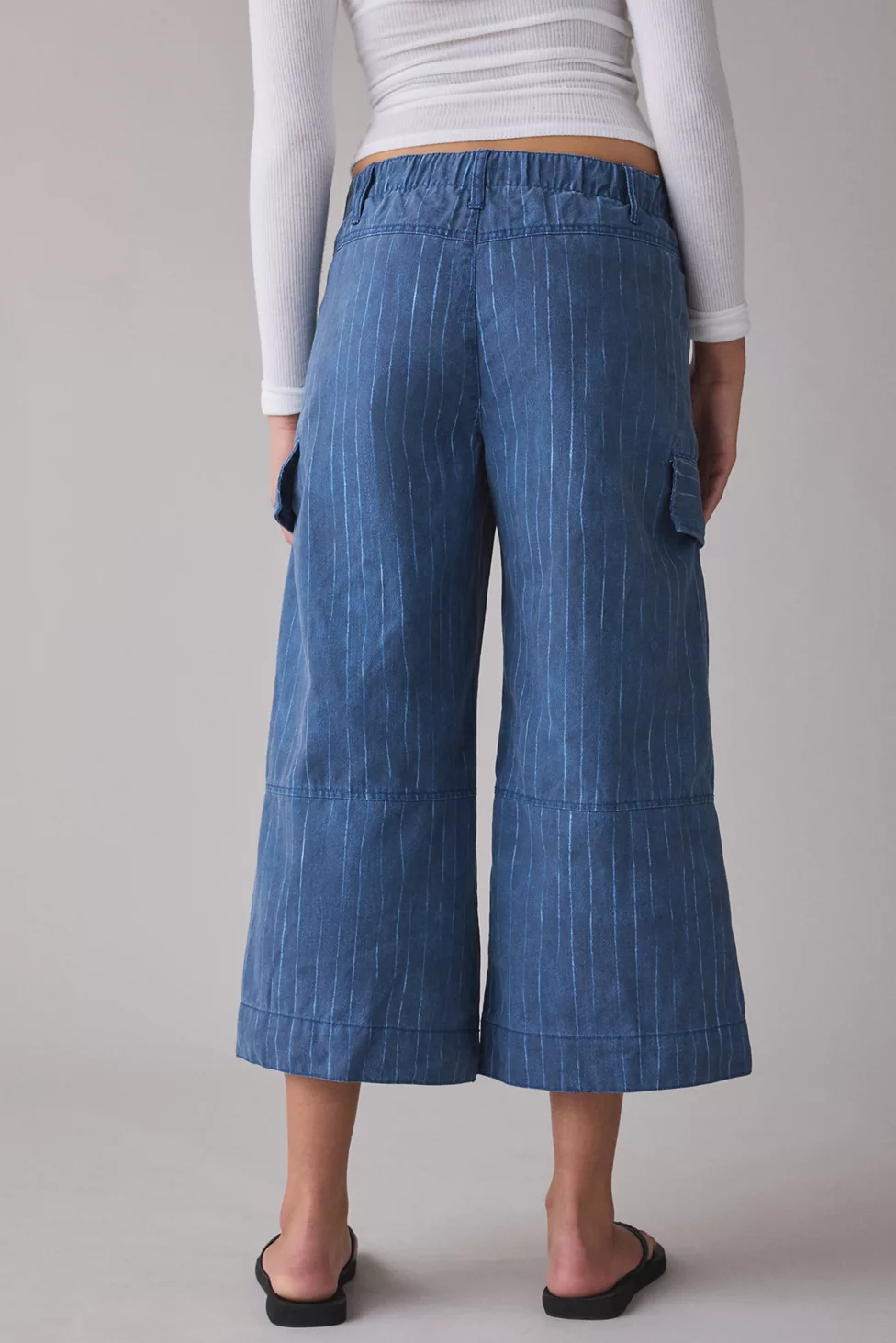 BDG A Cut Above Cropped Wide Leg Pants - Blue Stripe