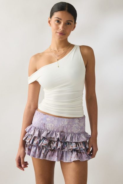 Kimchi Blue Painted Blooms Ruffle Mini Skirt - Purple Multi