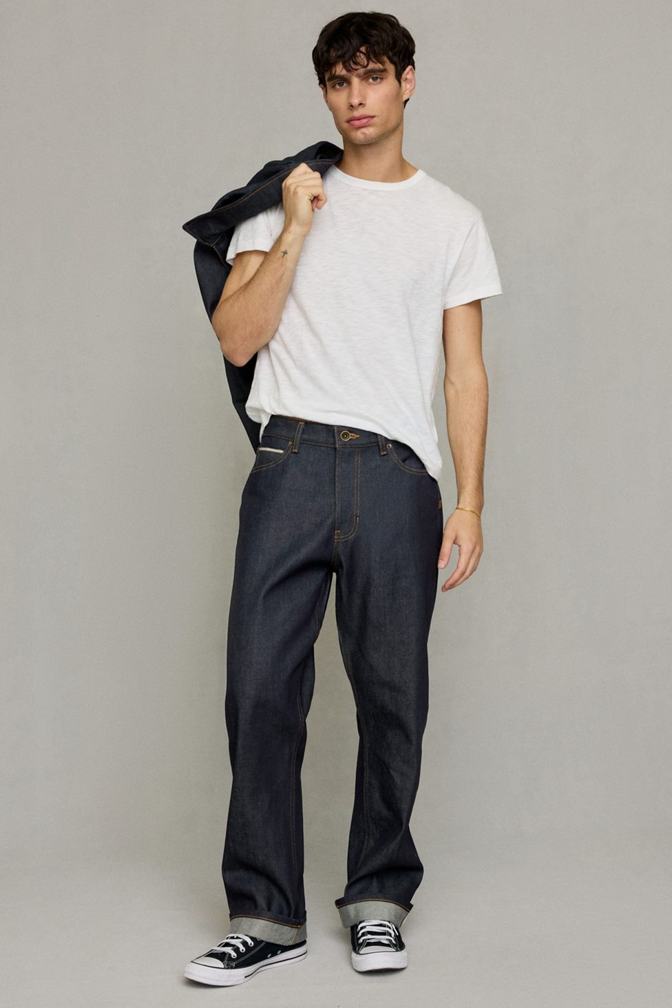 BDG Relaxed Straight Fit Premium Selvedge Jeans - Vintage Denim Dark