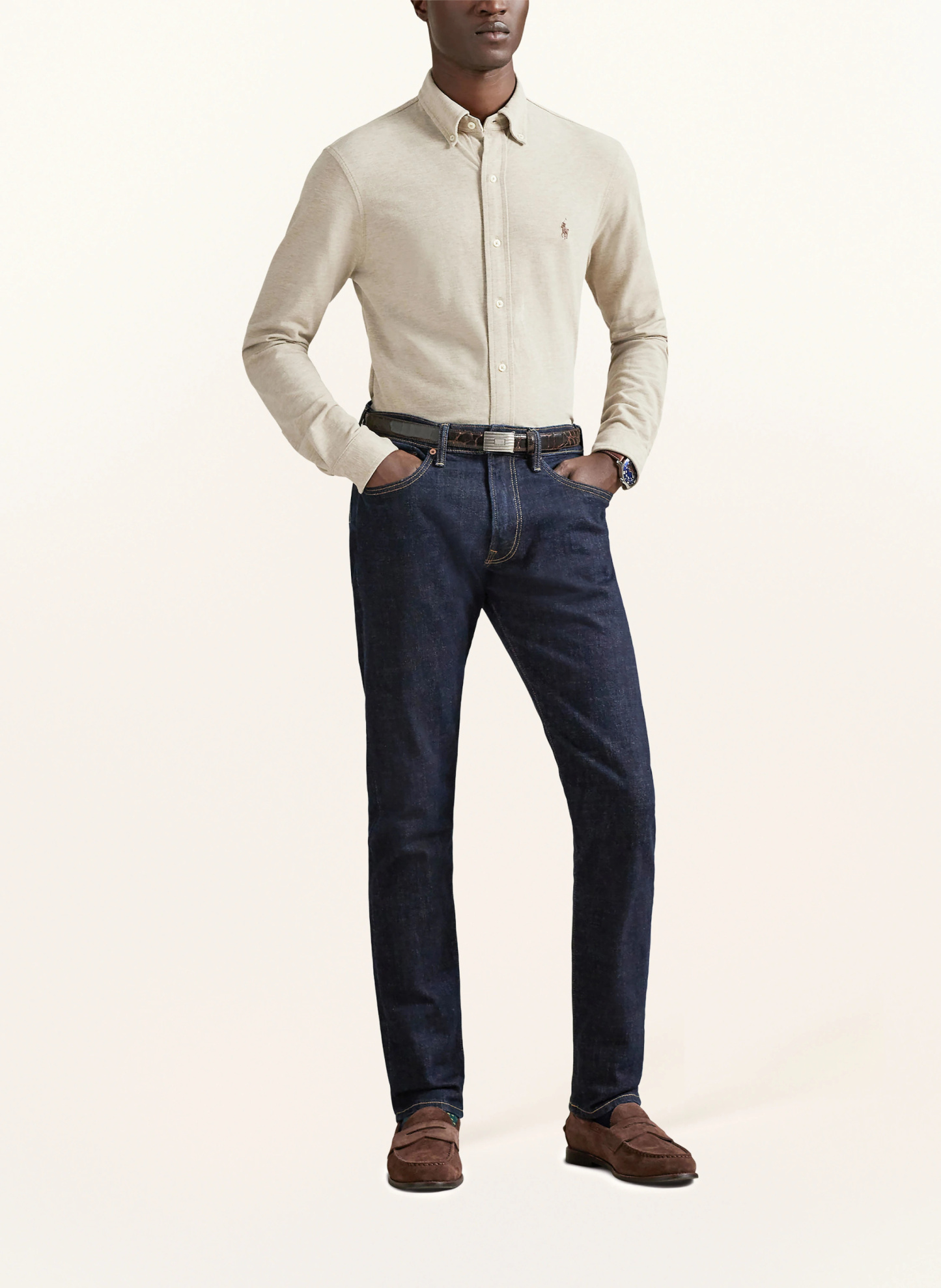 POLO RALPH LAUREN Piqué-Hemd Custom Fit – HELLBRAUN