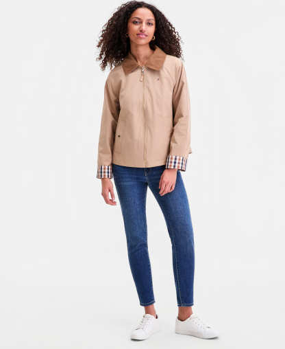 Tommy Hilfiger Women's Corduroy-Collar Barn Jacket - CAMEL