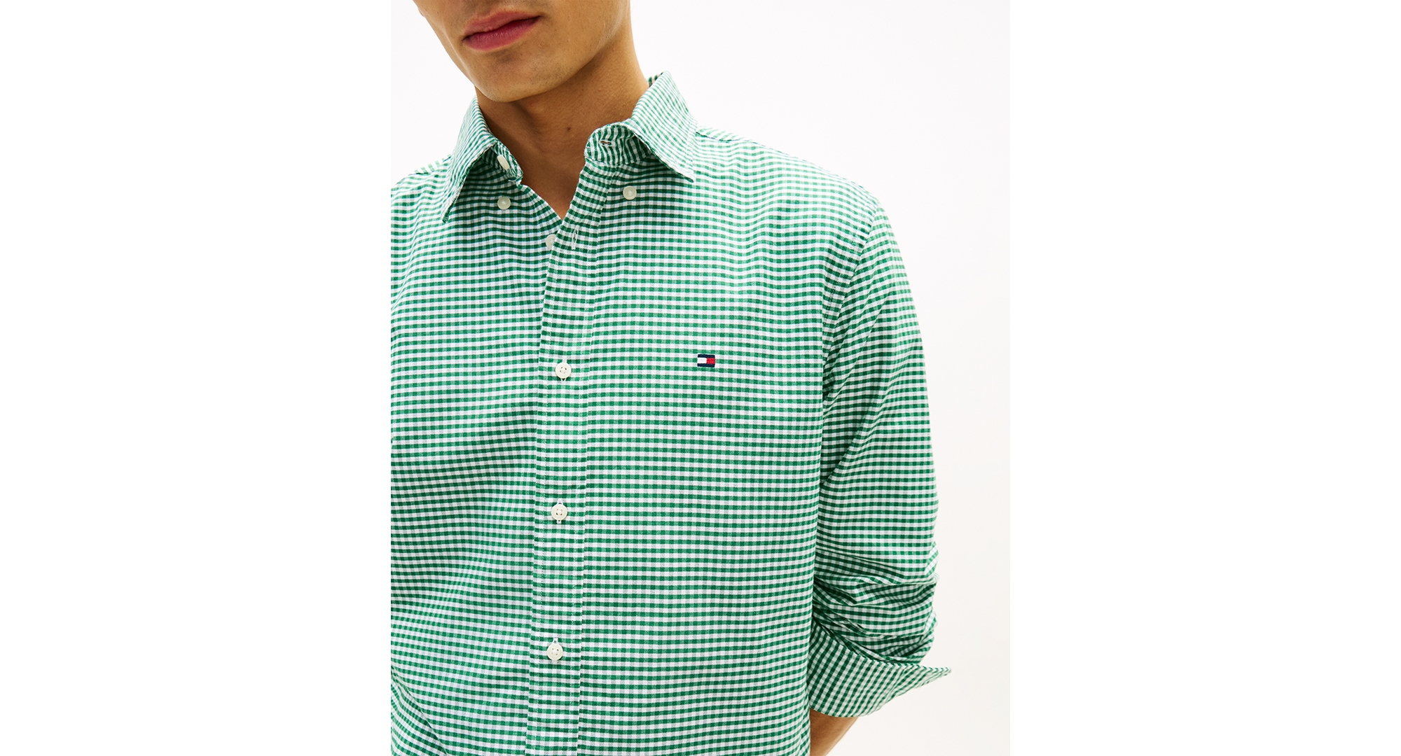 Tommy Hilfiger Men's Heritage Oxford Long-Sleeve Gingham Shirt - Small Nouveau Green/Check