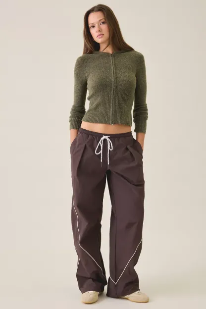 BDG Finish Line Low-Rise Baggy Track Pants - Dark Brown