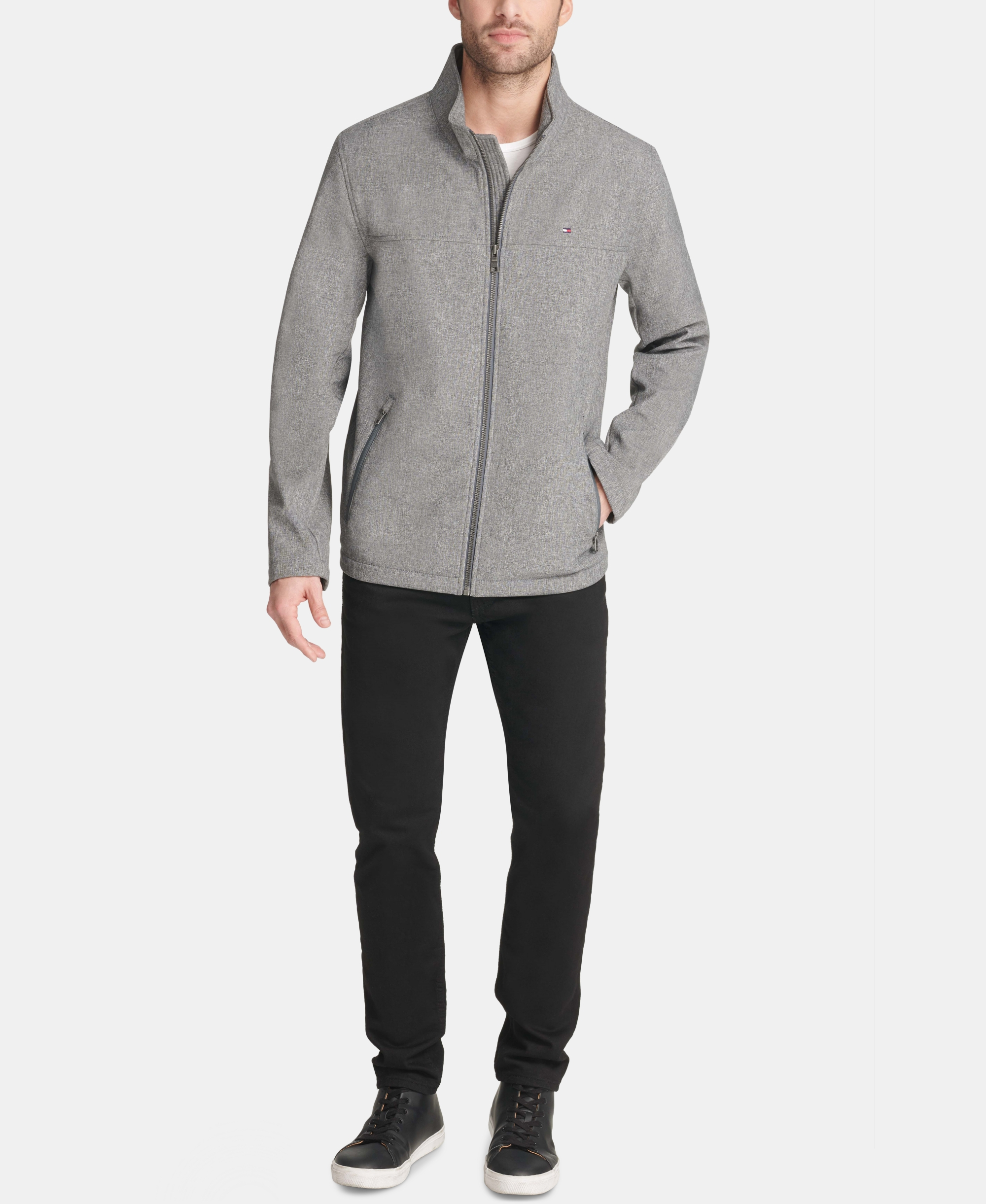 Tommy Hilfiger Men's Soft-Shell Classic Zip-Front Jacket - Heather Gray