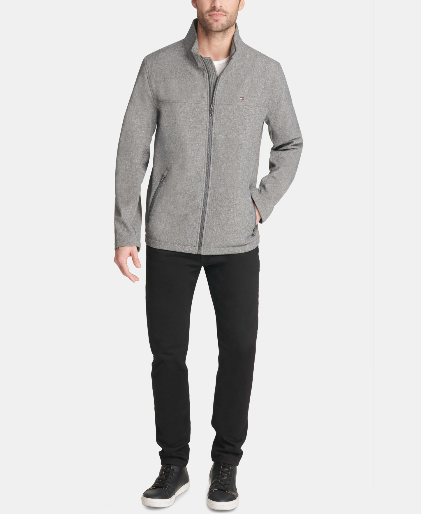 Tommy Hilfiger Men's Soft-Shell Classic Zip-Front Jacket - Heather Gray