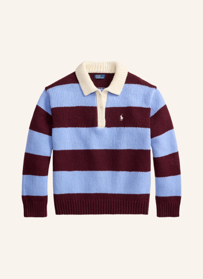 POLO RALPH LAUREN Strick-Poloshirt – DUNKELROT / HELLBLAU