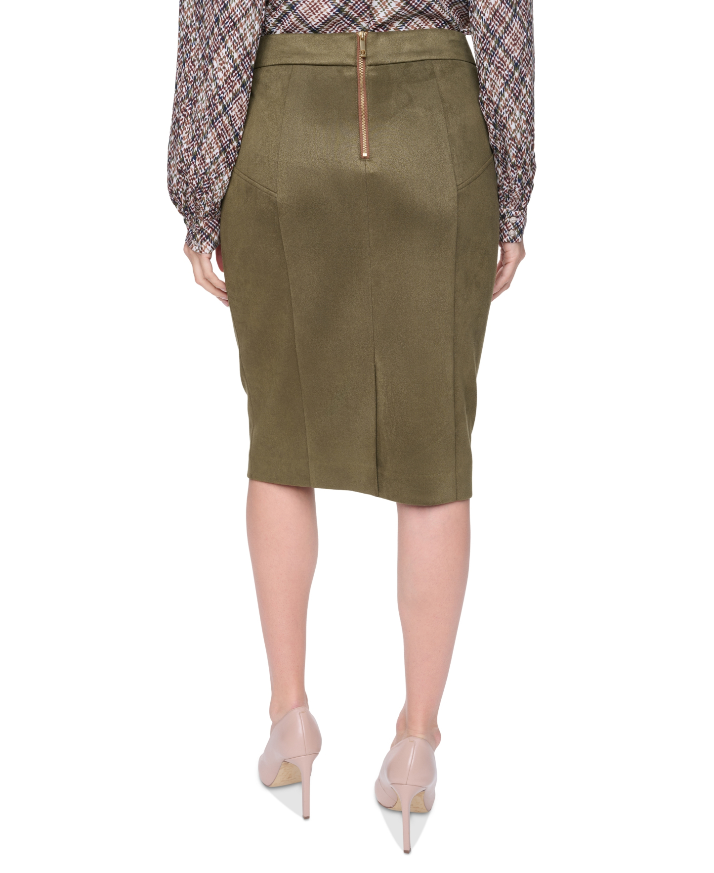 Tommy Hilfiger Women's Fx Suede High-Waisted Pencil Skirt - Dark Olive