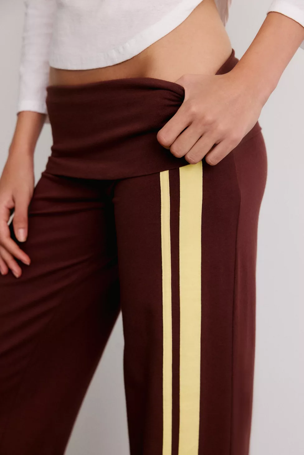 Out From Under Bec Foldover Wide Leg Pants - Chocolate