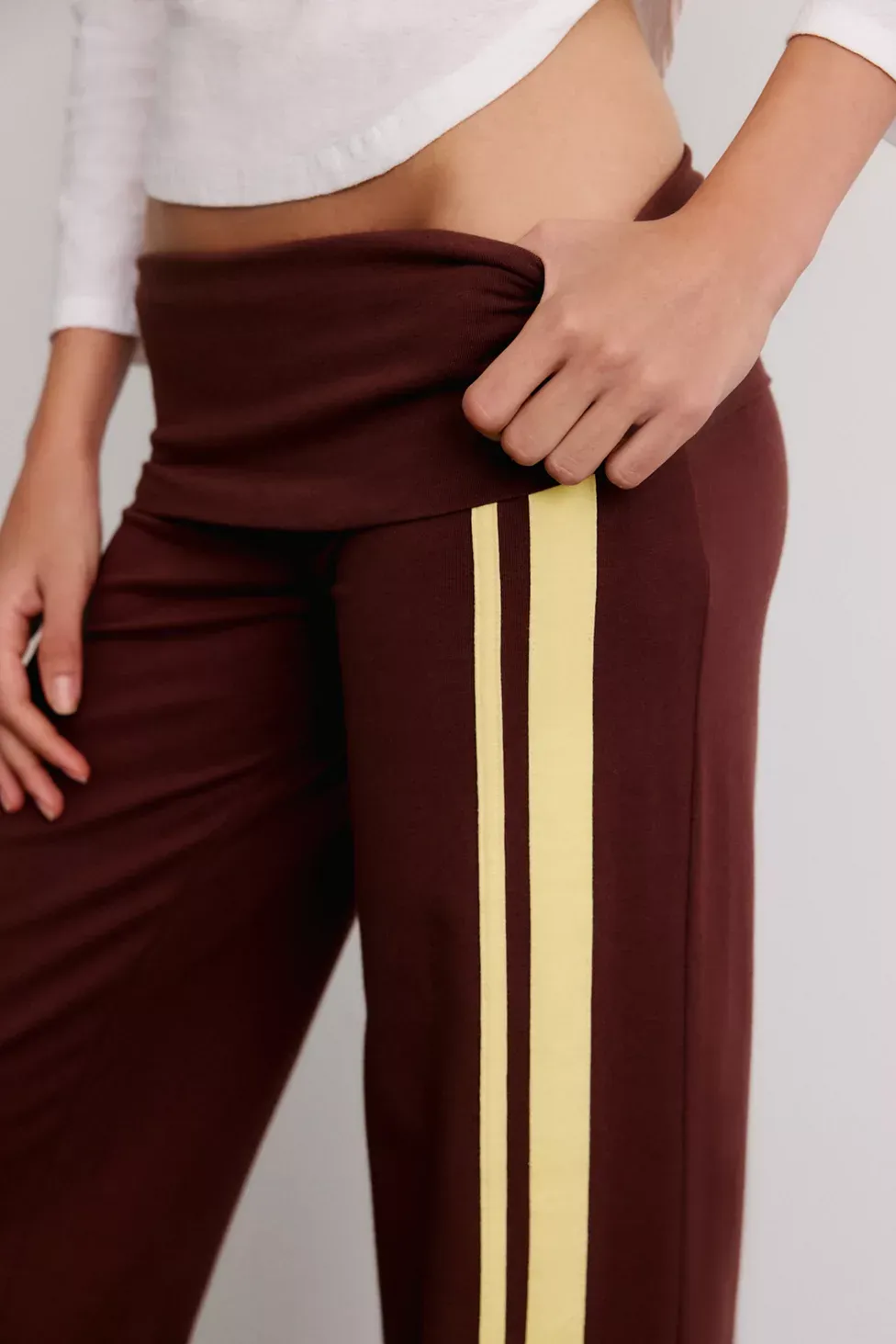 Out From Under Bec Foldover Wide Leg Pants - Chocolate