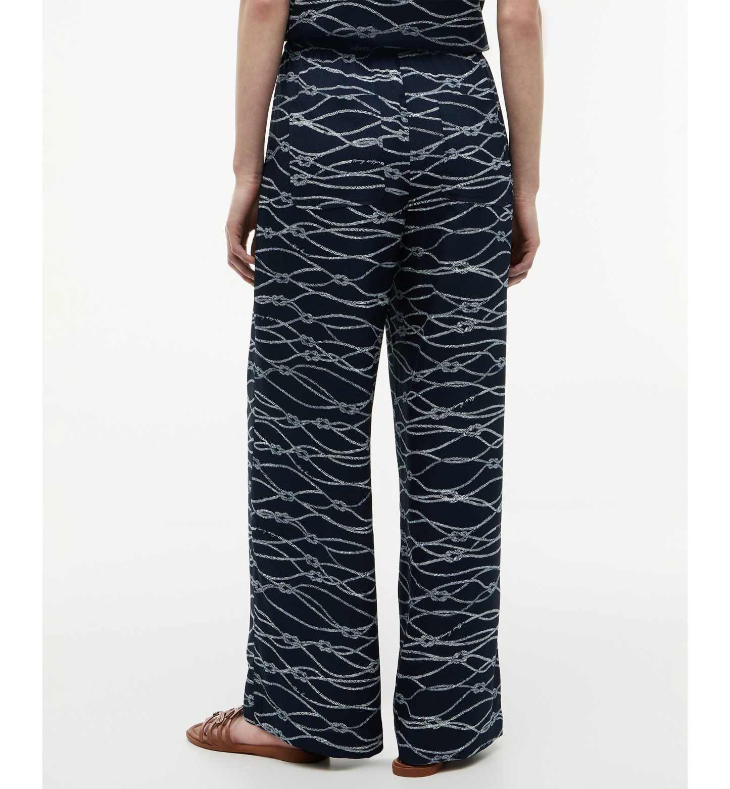 Tommy Hilfiger Women's Printed Pull-On Pants - Handdrawn Rope Dark Night Navy