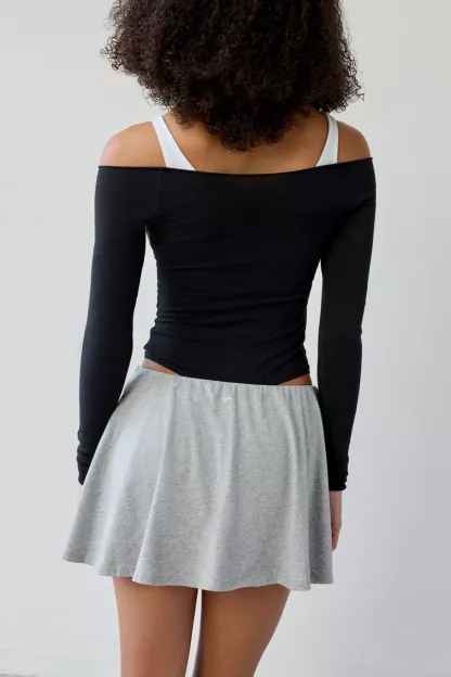 Out From Under Bec Mid-Rise Skater Mini Skort - Grey