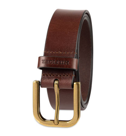 38MM Tommy Hilfiger Men's Genuine Leather Raw Edge Casual Jean Belt - Chocolate