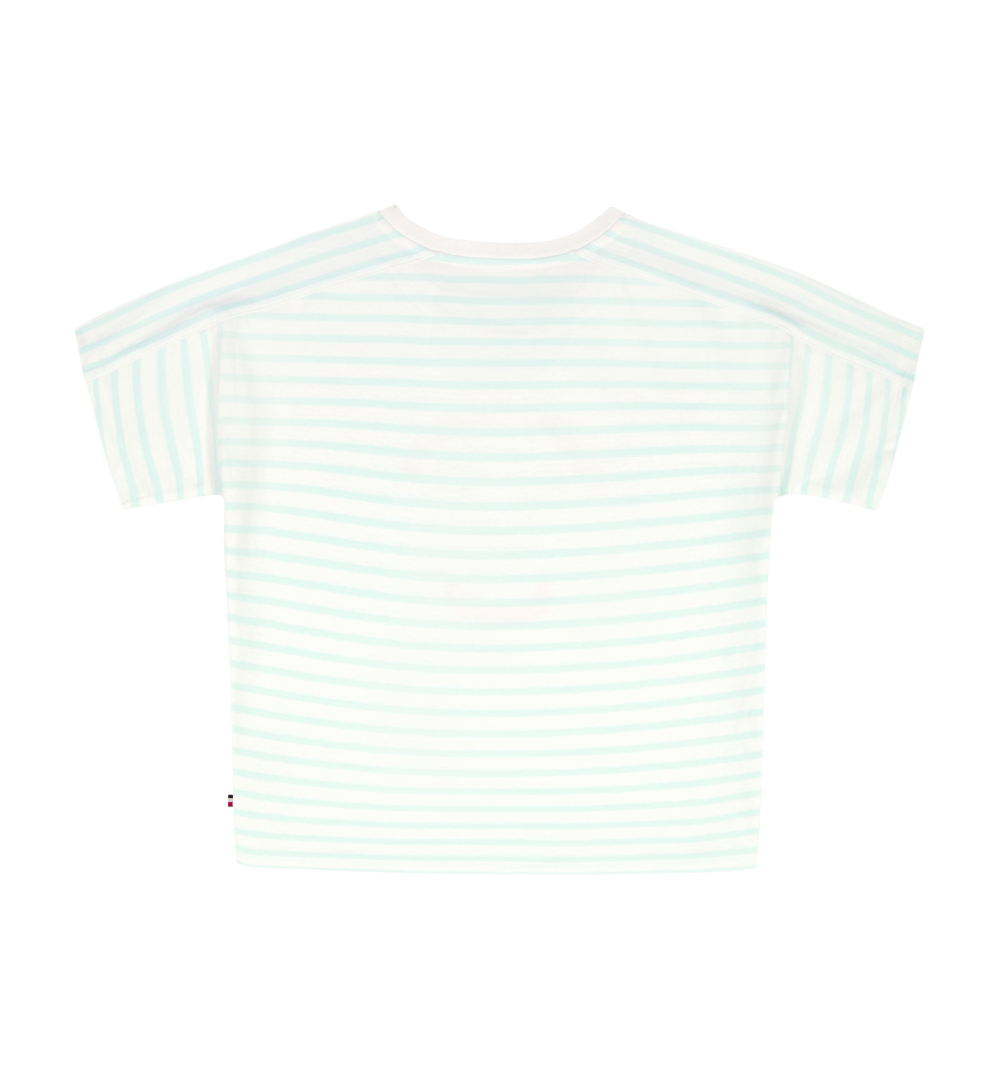 Tommy Hilfiger Girls' 7-16 Round Neck Stripe T-Shirt - Aqua