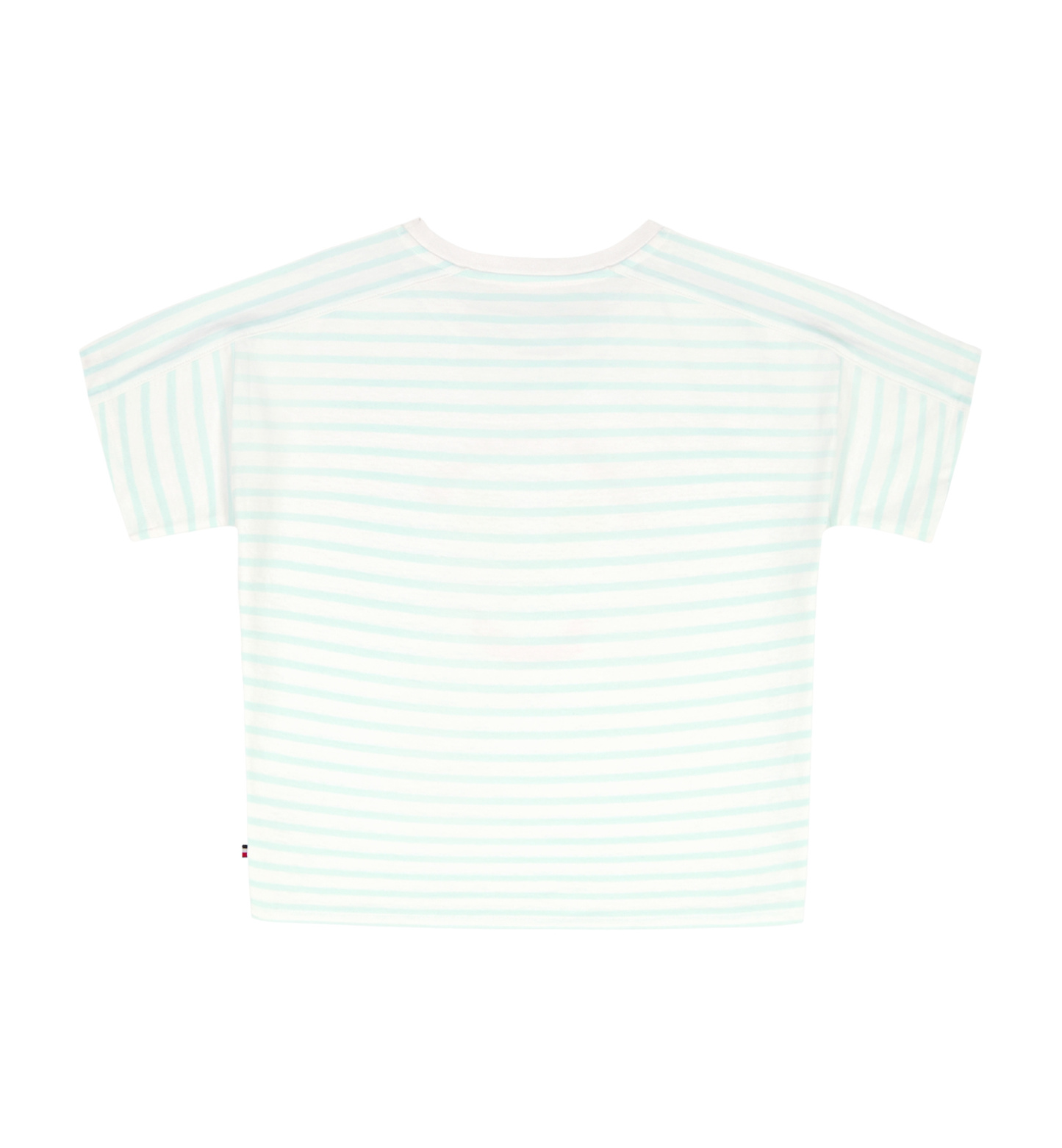Tommy Hilfiger Girls' 7-16 Round Neck Stripe T-Shirt - Aqua