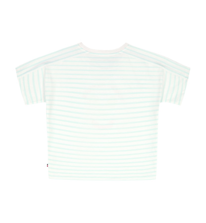 Tommy Hilfiger Girls' 7-16 Round Neck Stripe T-Shirt - Aqua