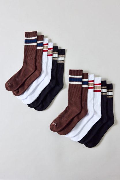 Standard Cloth Athletic Stripe Crew Socks 6-Pack - Assorted