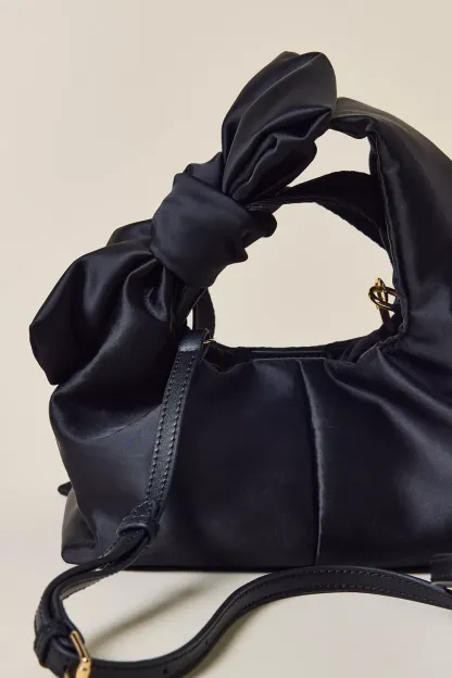 UO Halle Bow Satin Crossbody Bag - Black