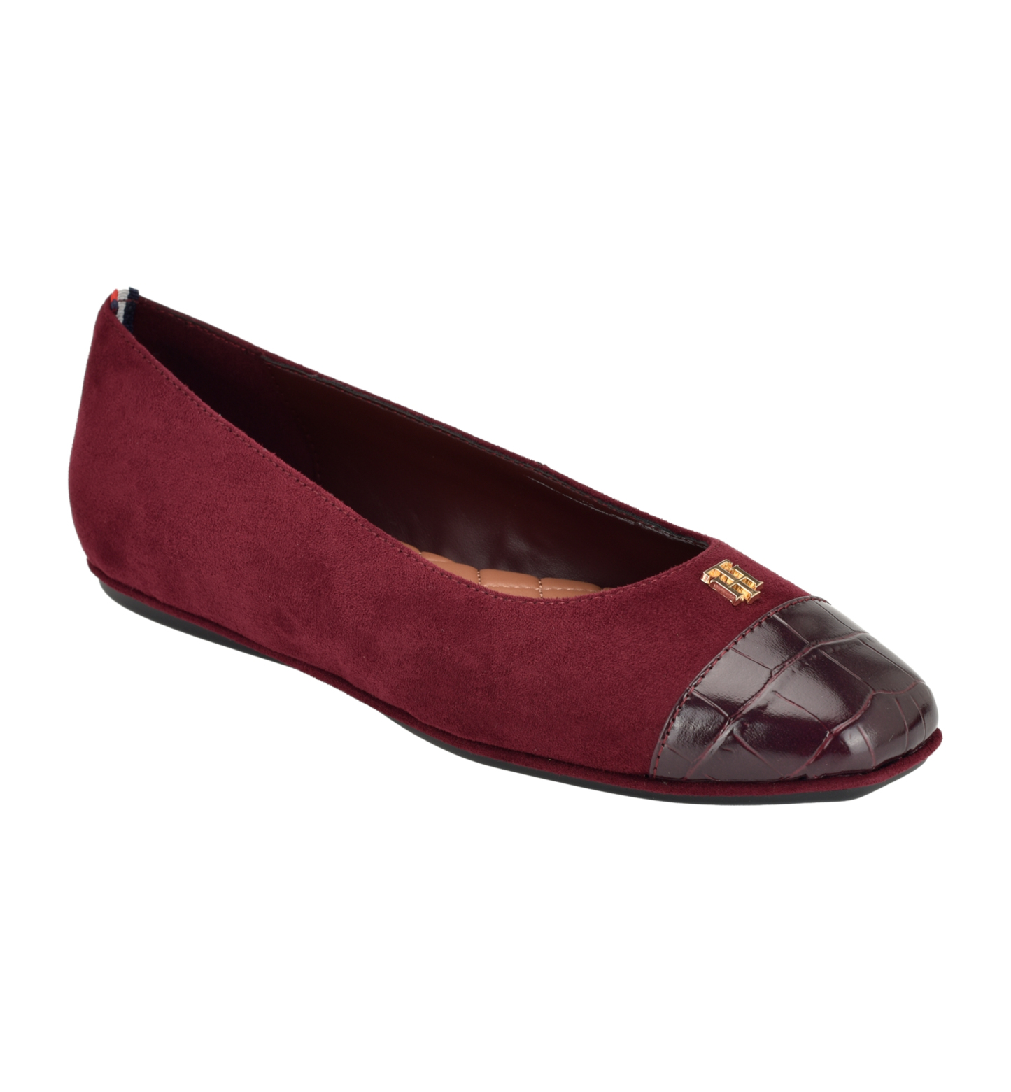 Tommy Hilfiger Women's Bekim Cap Toe Ballet Flats - Dark Red Croco