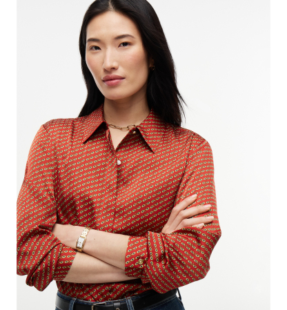 Tommy Hilfiger Women's Fluid Floral-Print Long-Sleeve Blouse - Studio Foulard Dark Magma