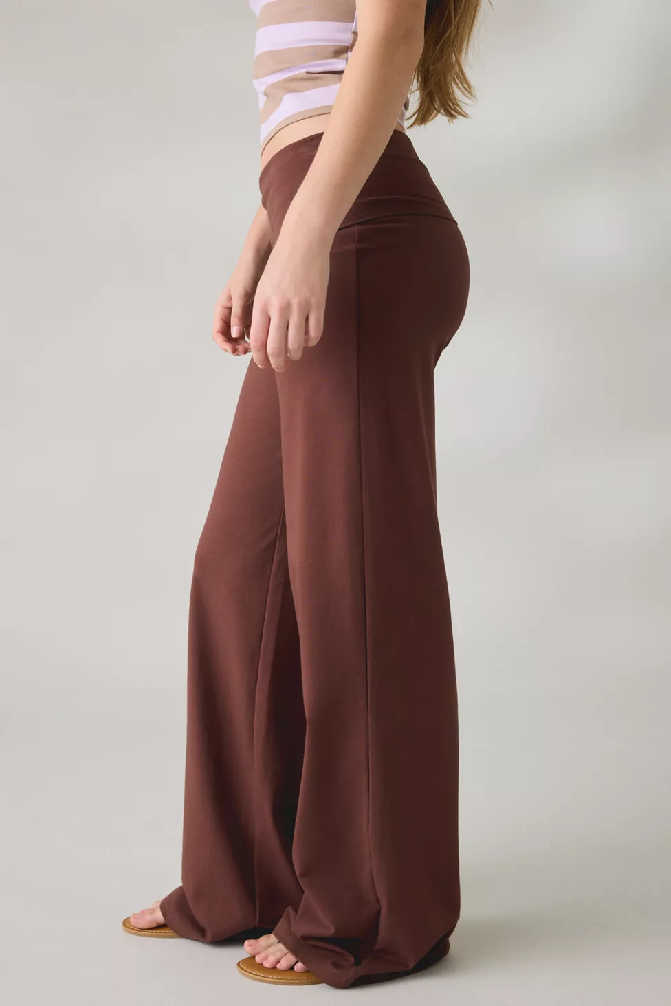 Out From Under Bec Foldover Wide Leg Pants - Chocolate