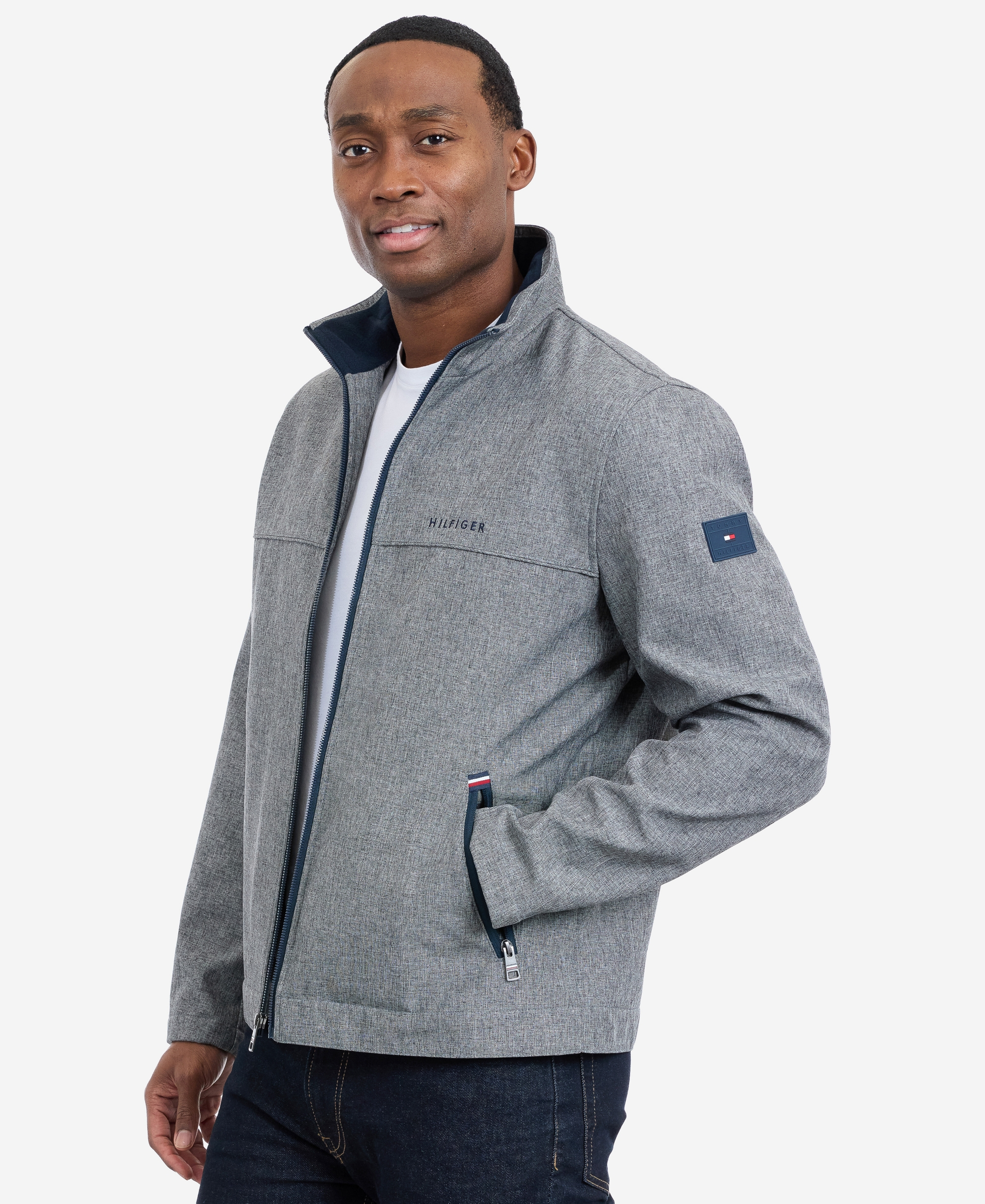 Tommy Hilfiger Men's Softshell Hipster Long-Sleeve Jacket - Heather Gray