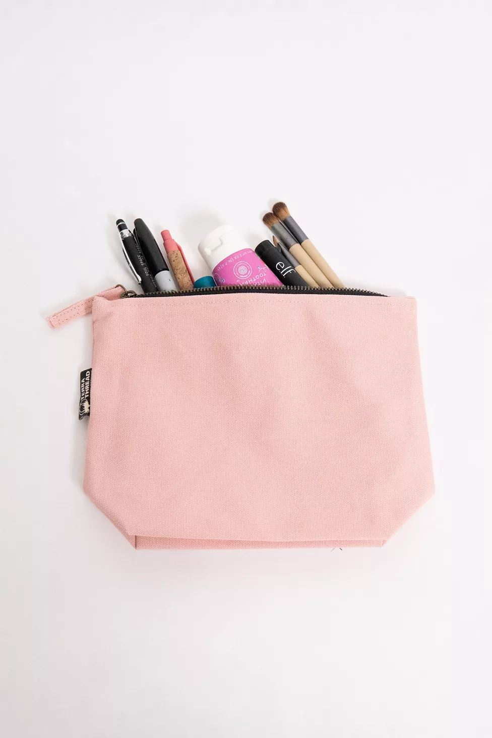 Terra Thread Organic Cotton Canvas Zippered Pouch - Rose