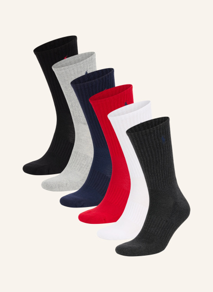 POLO RALPH LAUREN 6er-Pack Socken – SCHWARZ / ROT / WEISS