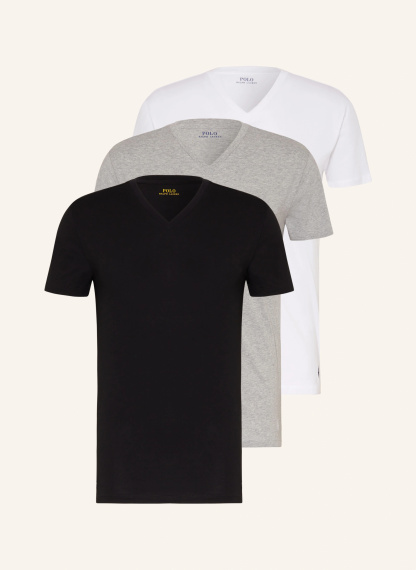 POLO RALPH LAUREN 3er-Pack V-Shirts – SCHWARZ / GRAU / WEISS