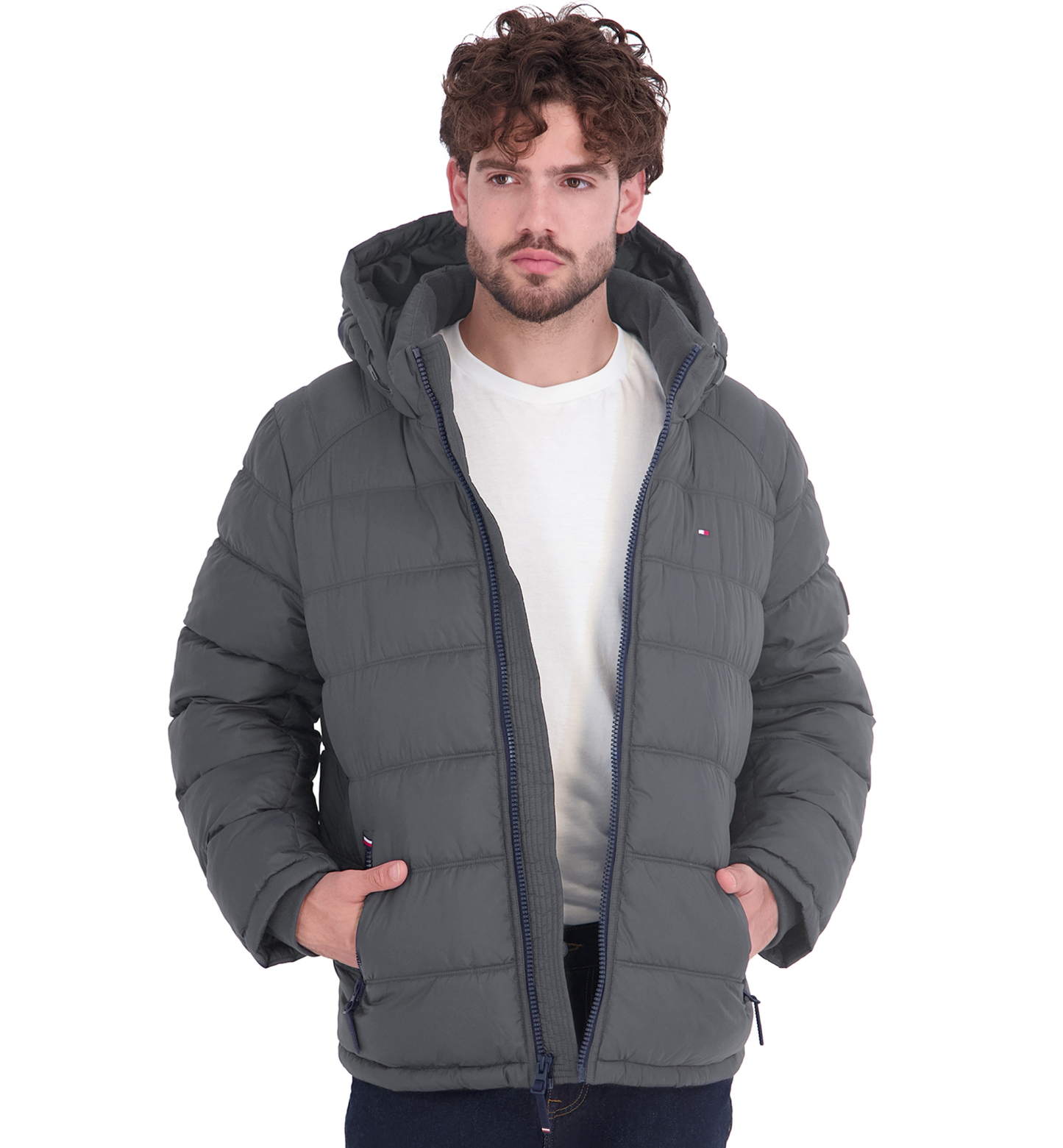 Tommy Hilfiger Men's Hooded Puffer Jacket - Charcoal
