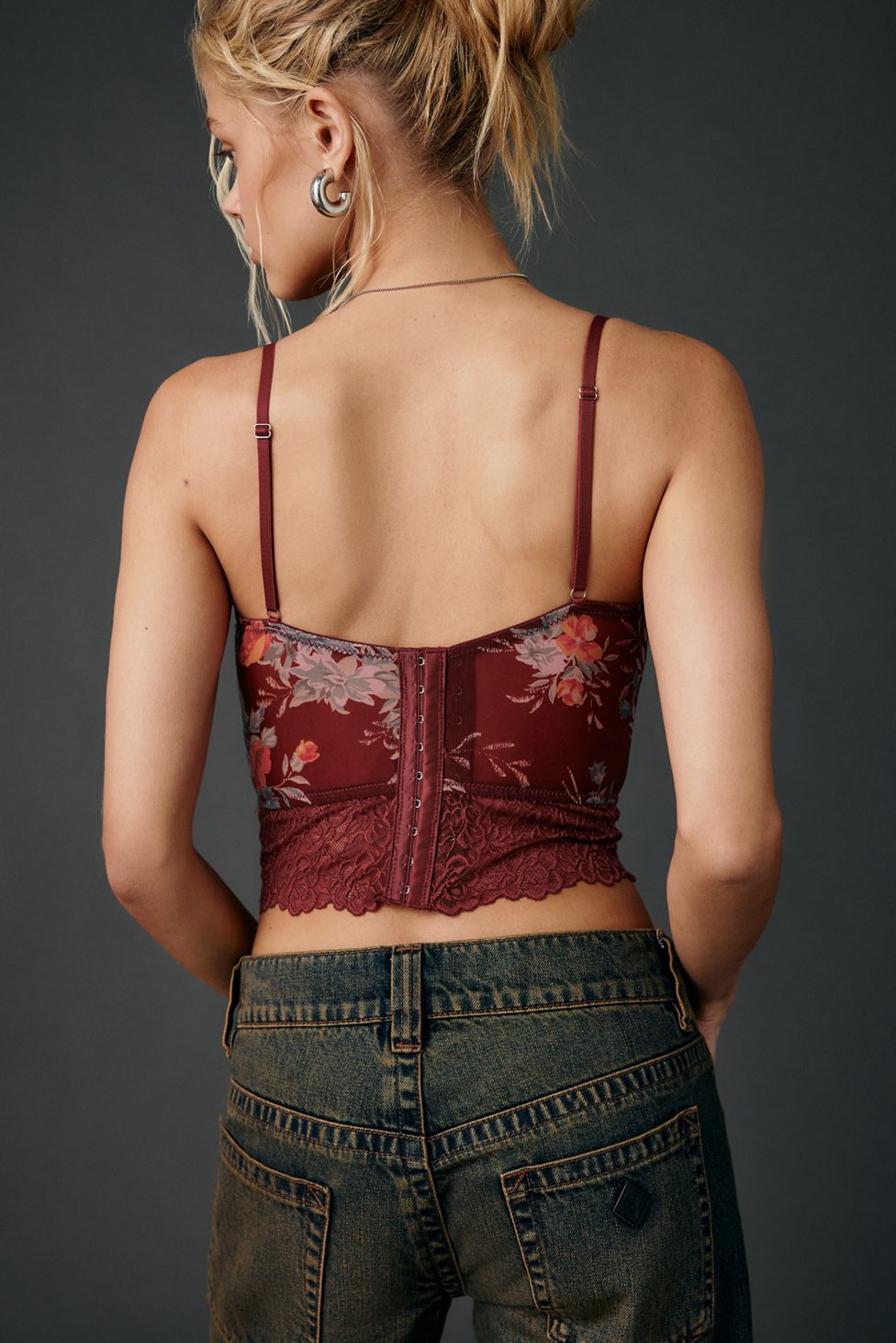 Out From Under Adrena Mesh + Lace Underwire Corset Cami - Red Multi