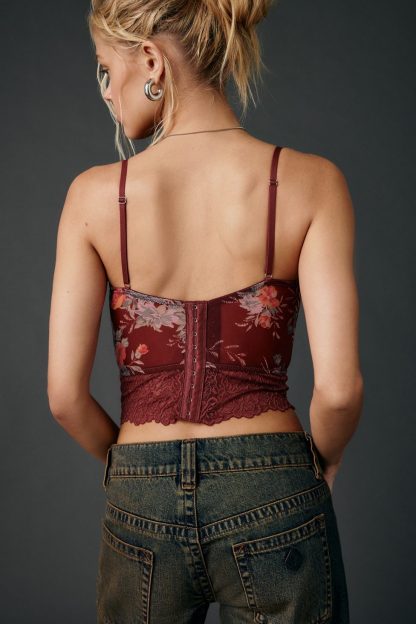 Out From Under Adrena Mesh + Lace Underwire Corset Cami - Red Multi