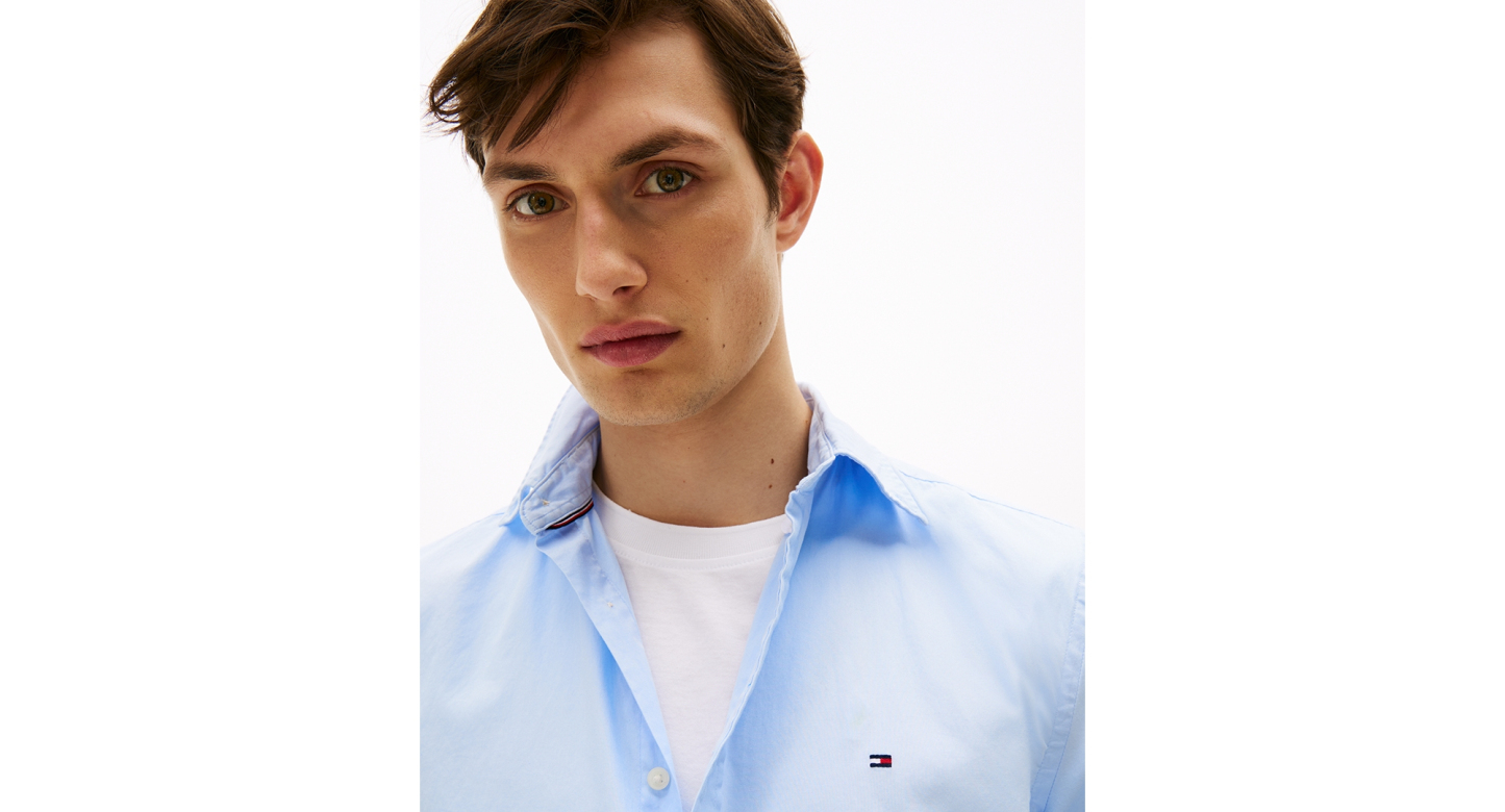 Tommy Hilfiger Men's Regular-Fit Stretch Poplin Button-Down Shirt - Sweet Blue