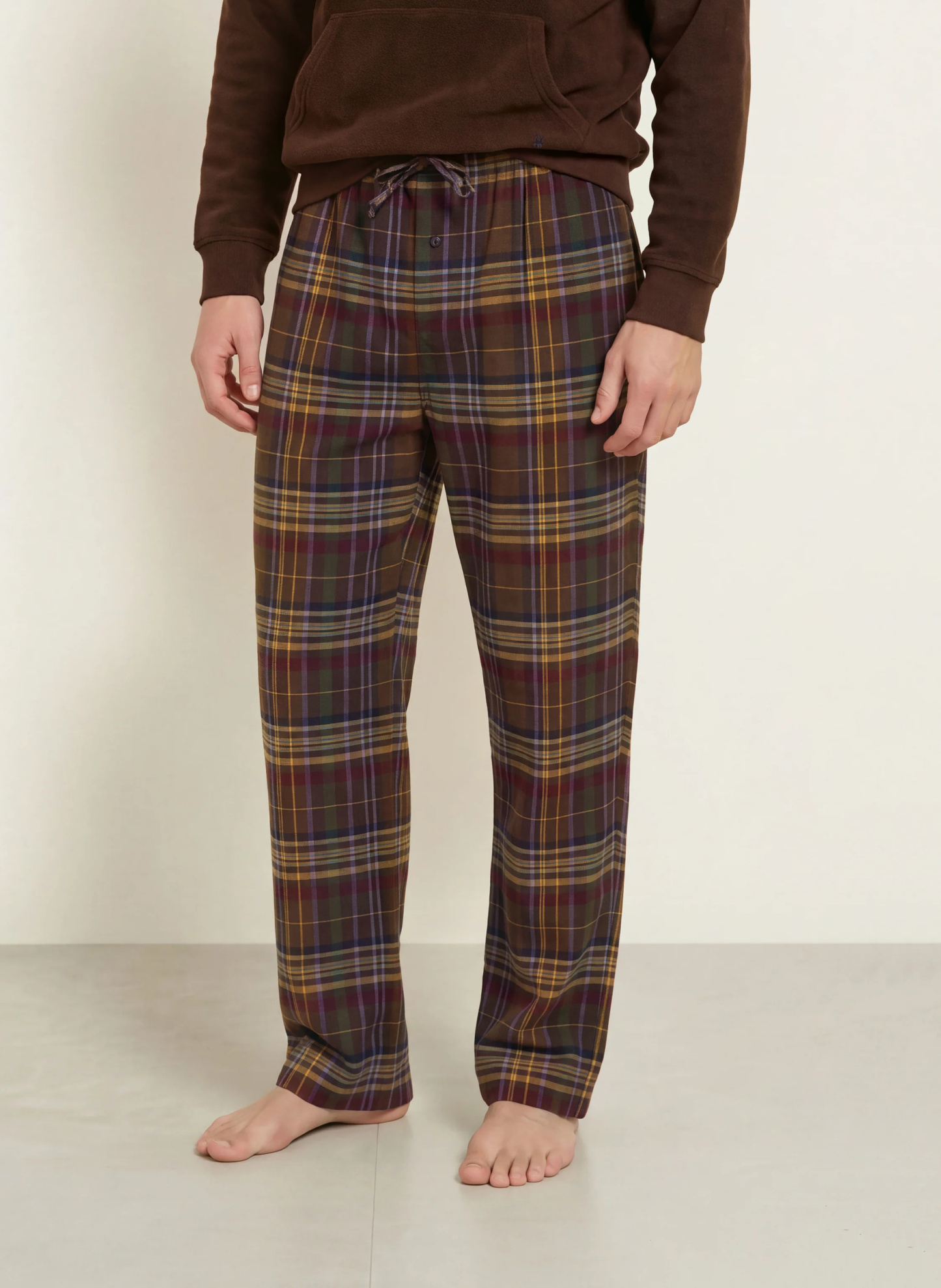 POLO RALPH LAUREN Lounge-Hose aus Flanell – BRAUN / HELLBRAUN / LILA