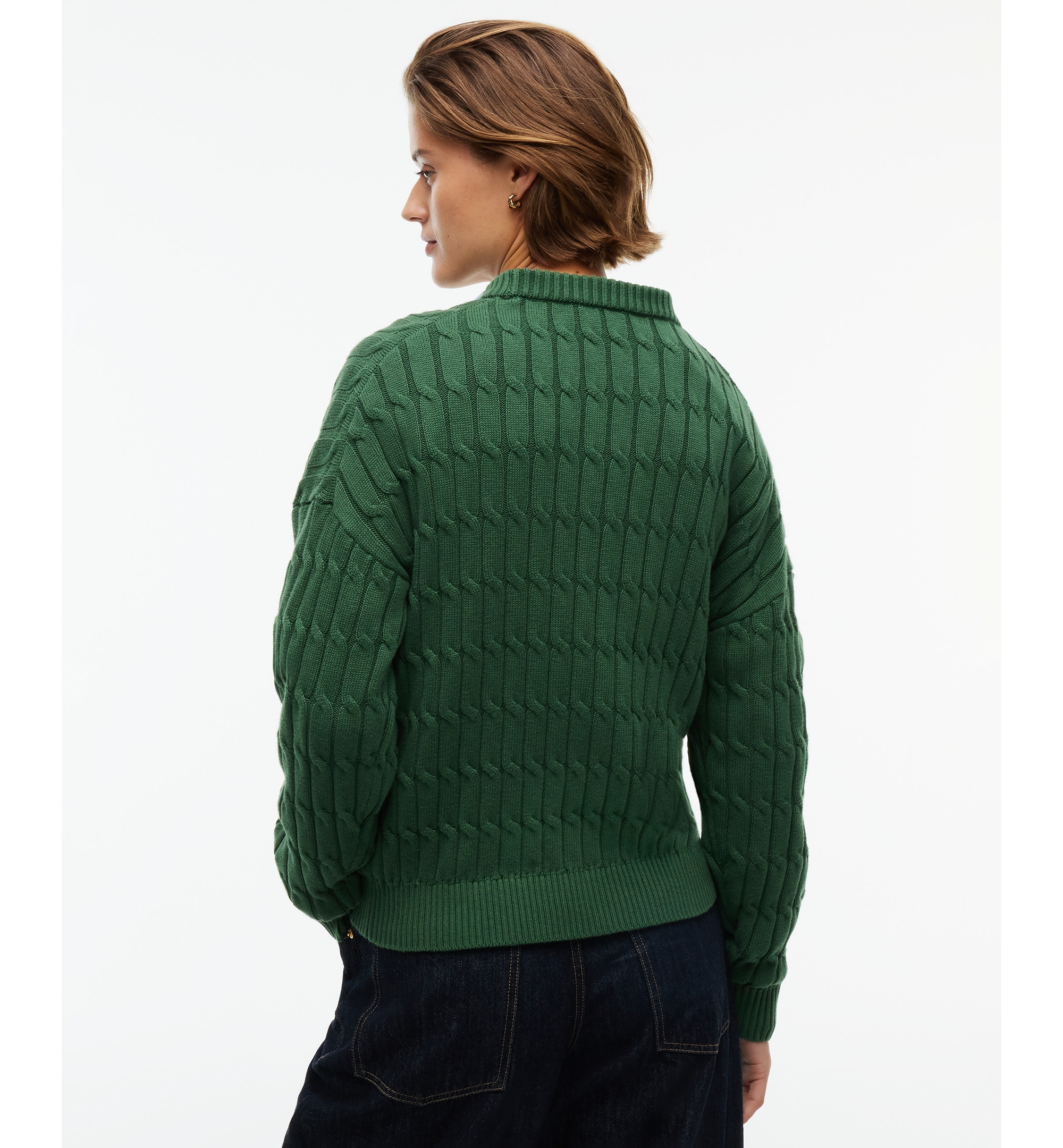 Tommy Hilfiger Women's Cable-Knit Crewneck Sweater - Deep Evergreen