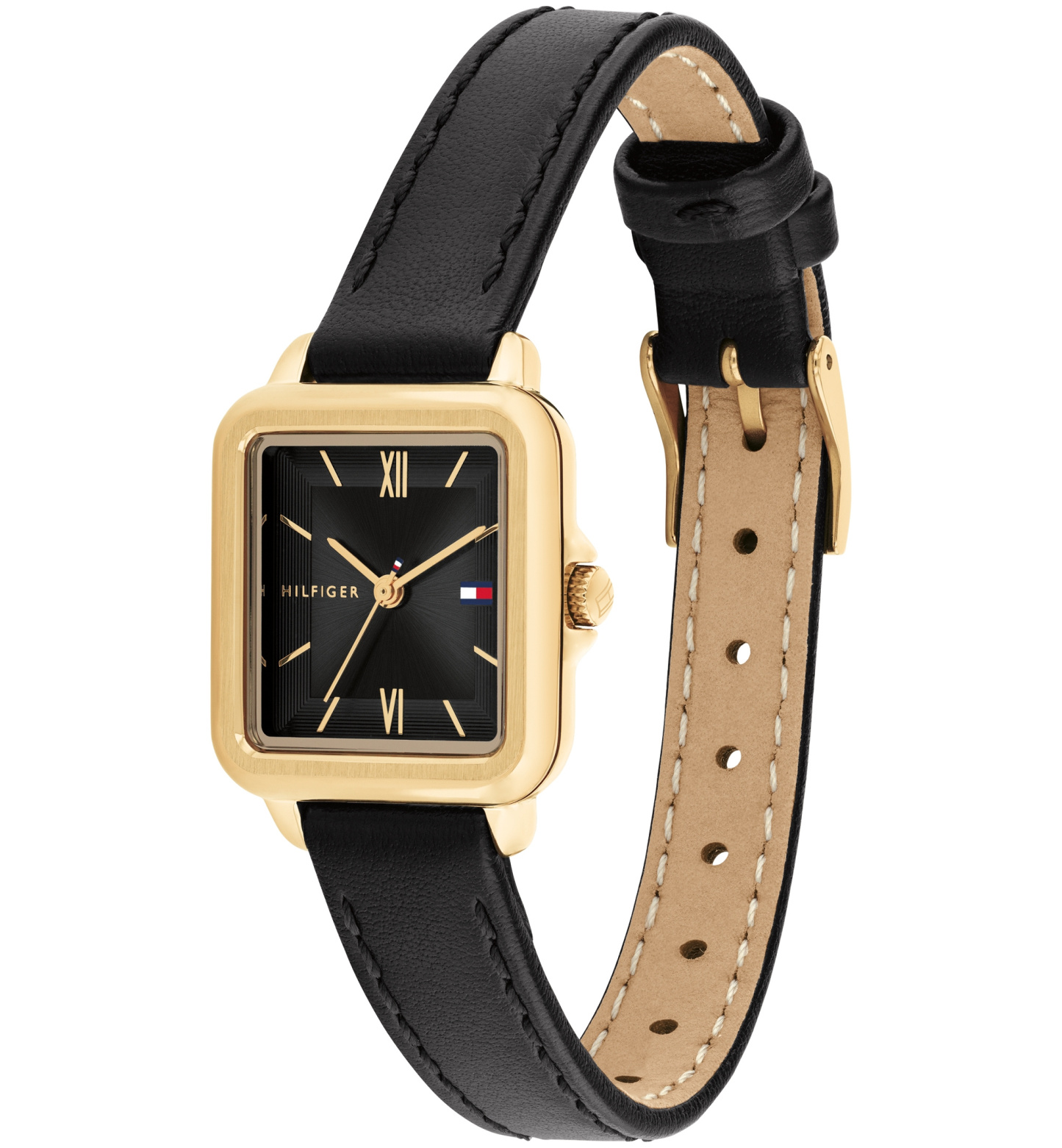 Tommy Hilfiger Women's Quartz Black Leather Strap Watch, 22.5mm - Black