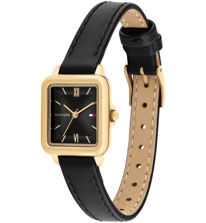 Tommy Hilfiger Women's Quartz Black Leather Strap Watch, 22.5mm - Black