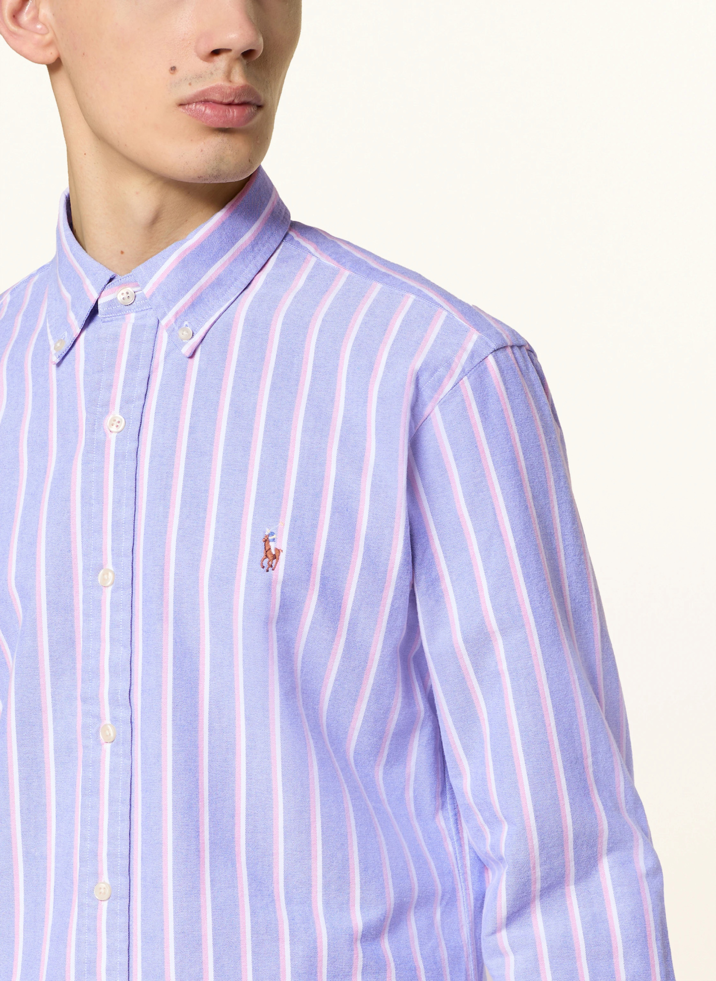 POLO RALPH LAUREN Oxfordhemd Custom Fit – BLAU / WEISS / ROSA