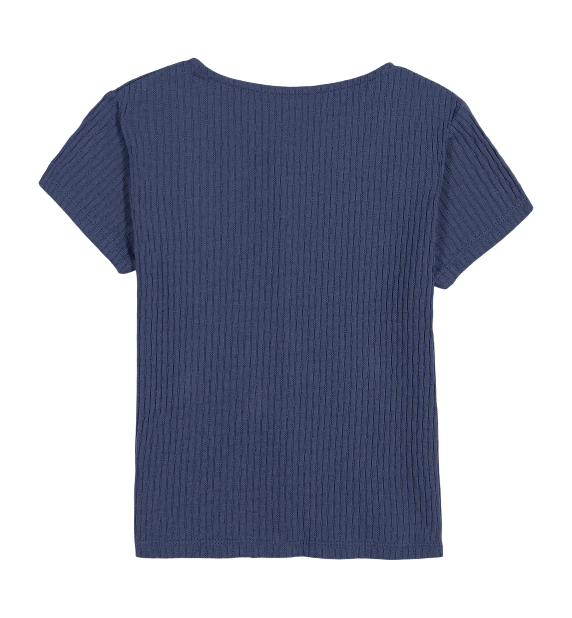 Tommy Hilfiger Girls' 7-16 Pointelle Rib Short-Sleeve Top - Blueberry