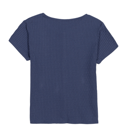 Tommy Hilfiger Girls' 7-16 Pointelle Rib Short-Sleeve Top - Blueberry