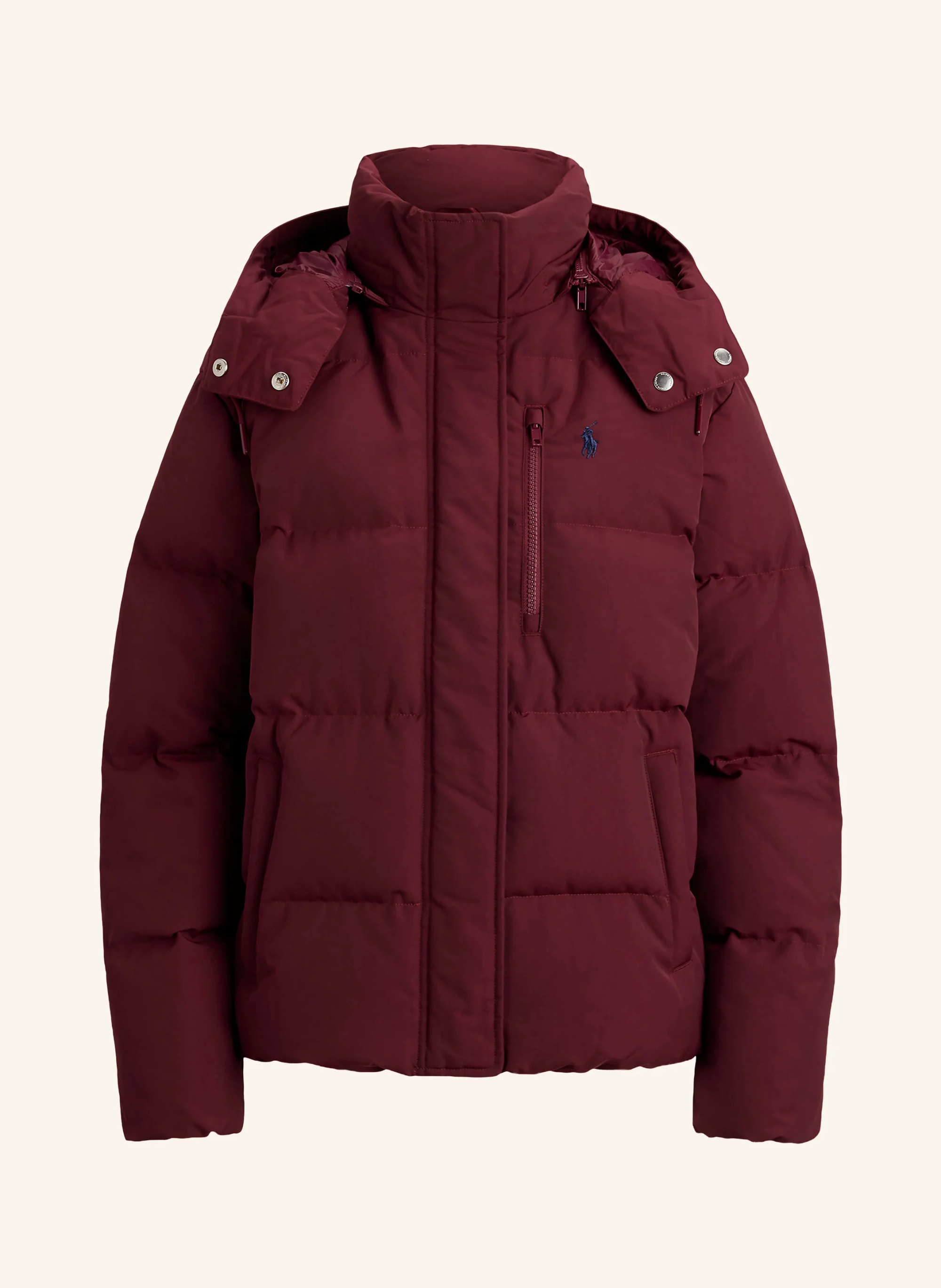 POLO RALPH LAUREN Daunenjacke mit abnehmbarer Kapuze – DUNKELROT